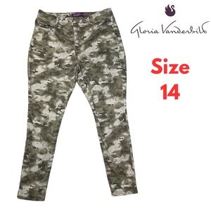 Green Camo Gloria Vanderbilt Womens Jeans Sz 14 High Rise skinny jeans #182